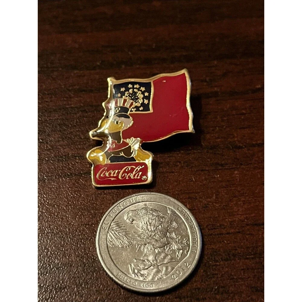 Vintage 1984 Los Angeles Olympics Coca‎ Cola Sam Eagle Burma Flag Lapel Pin